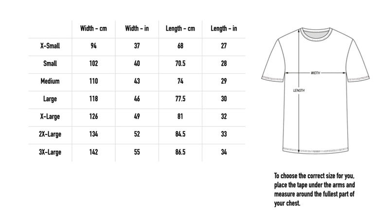 Size chart for Evil In This House Tee - Faded Black